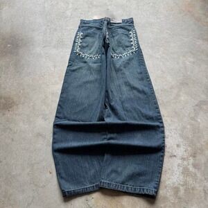 Baggy Evolution Wide Leg Southpole Styl Embroidered Y2K Vintage Denim Jeans 36